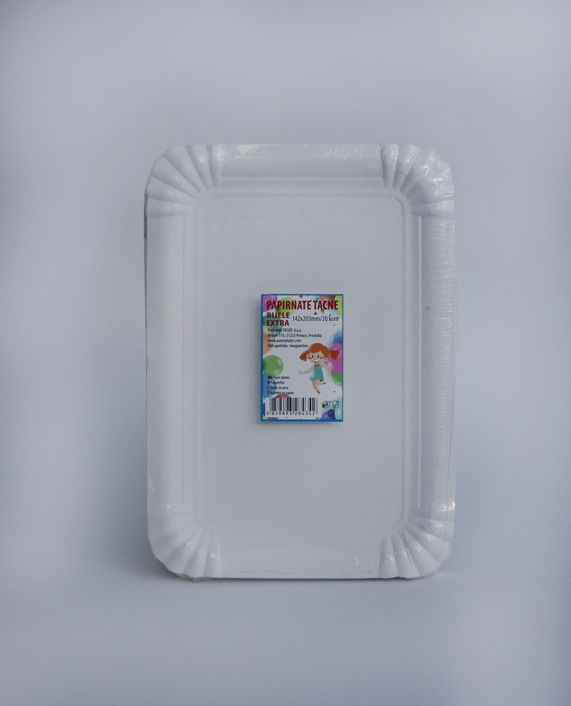 White paper plates and trays